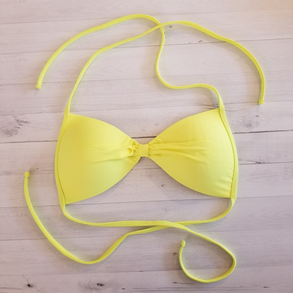 Hot Water Bright Yellow Push Up Bikini Top